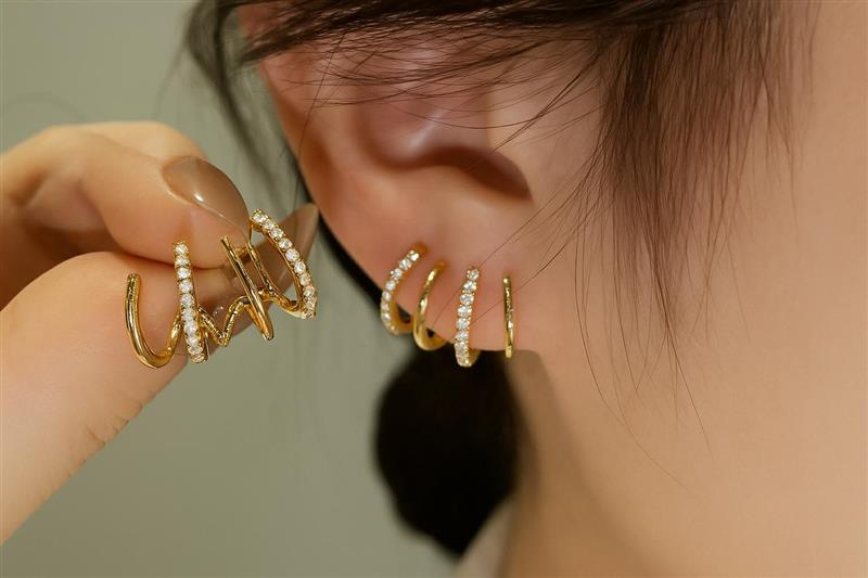 Korean‑Style American Diamond Combo Earring Set Of 3 Designs– Western Chic