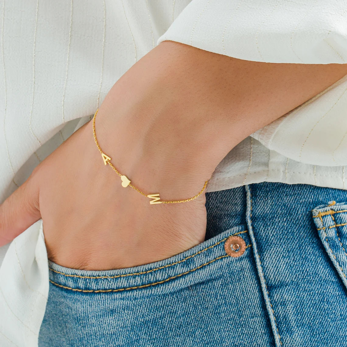 Personalized Initial Letter Bracelet – Custom Minimalist Jewelry